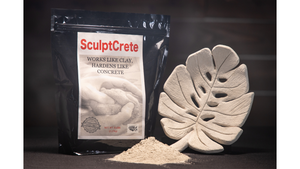 SculptCrete Concrete Clay Mix product with leaf sculpture